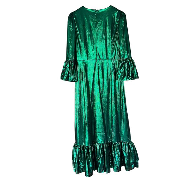 Pomander Place Emerald Crinkle Lurex Lillith Dress Maxi Green Size XL NEW - Picture 6 of 10
